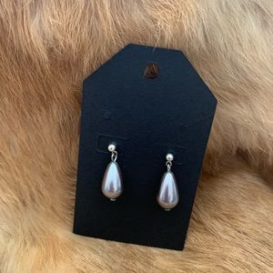 Faux Gray Pearl drop earrings